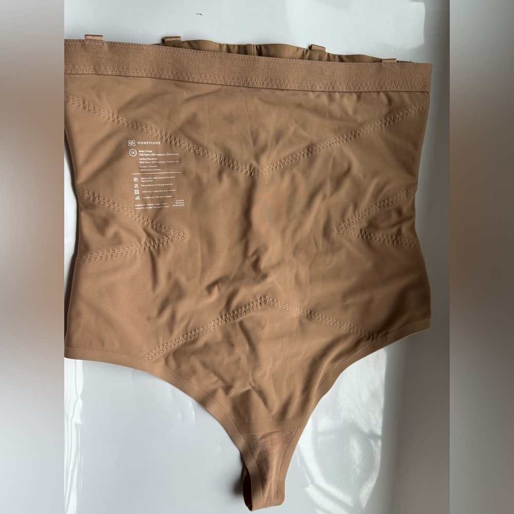 Honeylove SuperPower Thong Bodysuit Shapewear Nude Size 1X with Wash Bag - Picture 7 of 11